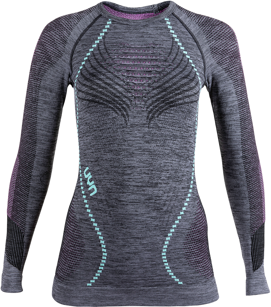 Кофты, свитера, толстовки UYN Lady Ambityon UW shirt LG_SL. Melange (Black Melange/Pink/Aqua)