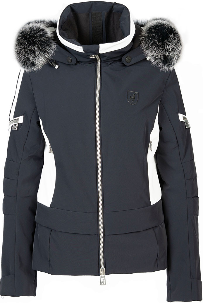 Горнолыжные куртки Toni Sailer Lara + мех лисы (Black/White)