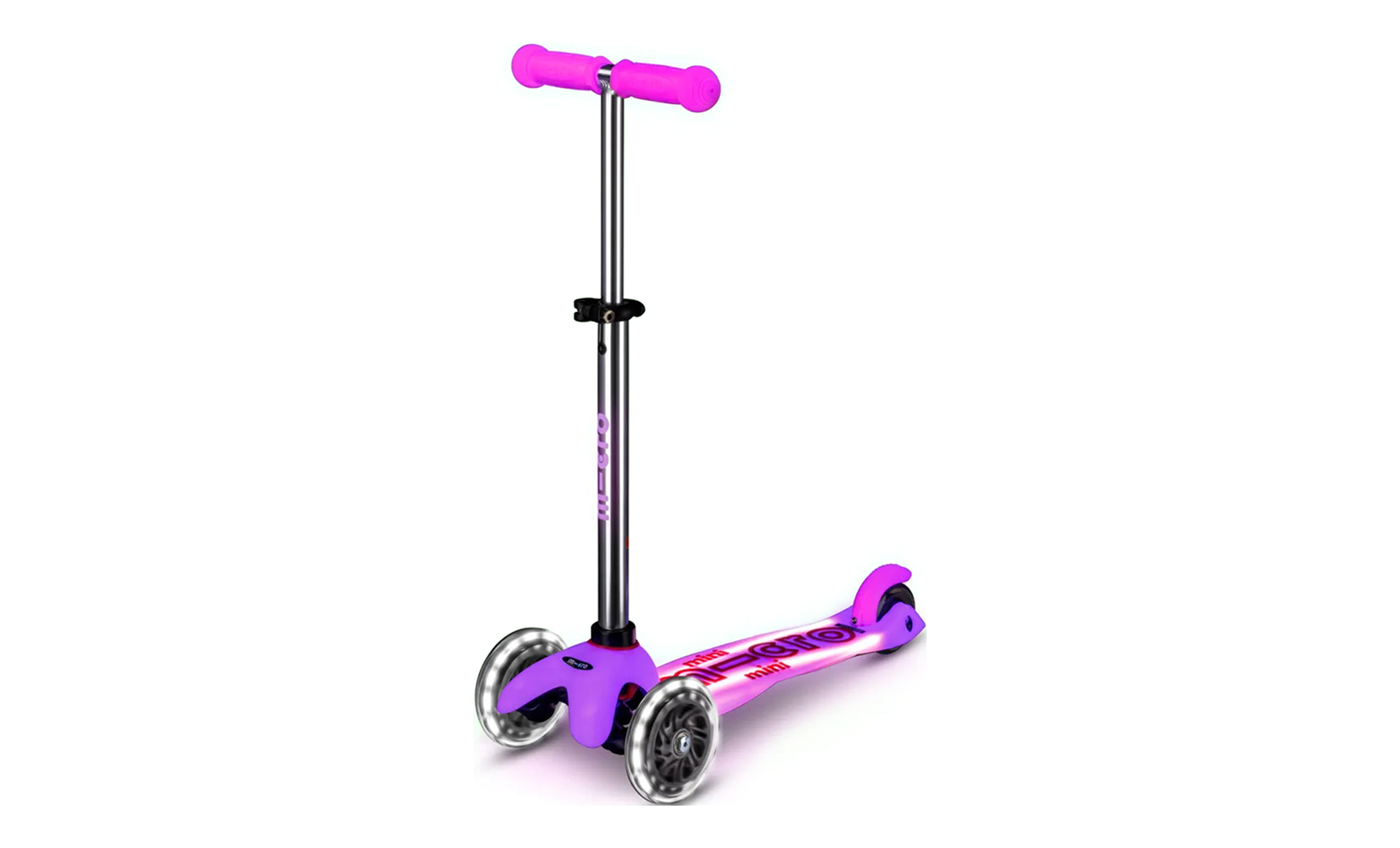Самокат Micro Mini Deluxe Glow Plus (светящийся) LED (Морозный розовый)