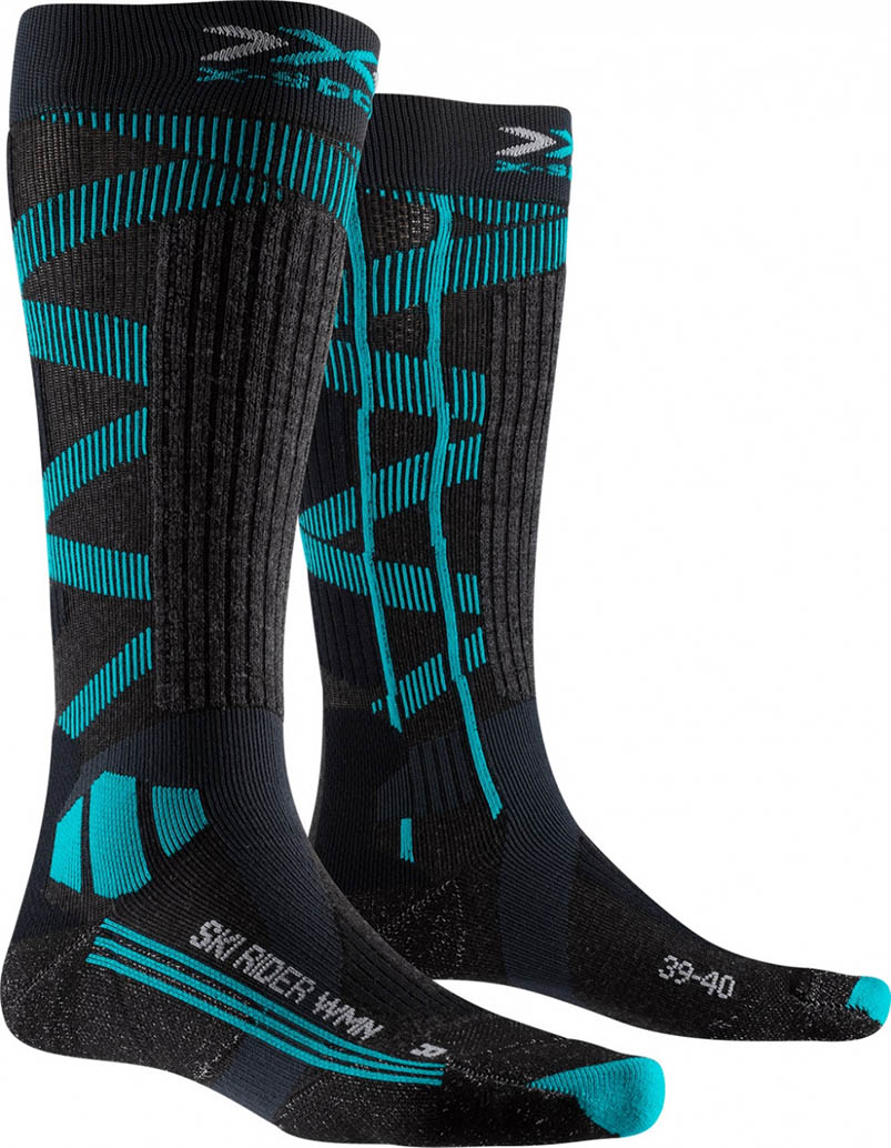 Носки X-Bionic X-Socks Ski Rider silver 4.0 W (Dark Grey Melange/Water Green)