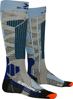 Носки X-Bionic X-Socks Ski Rider 4.0 W (Stone Grey Melange/ Blue)