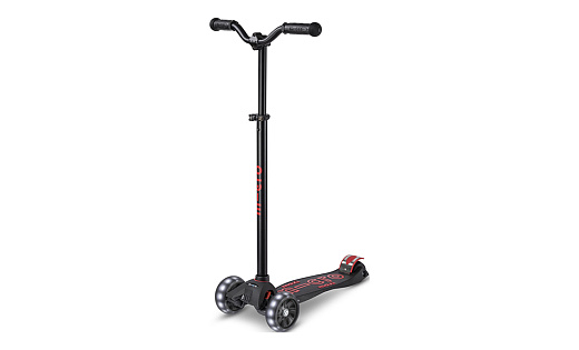 Самокат Micro Maxi Deluxe Pro LED 2024 (Черно-красный)