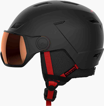 Горнолыжный шлем с визором Salomon Pioneer LT Visor Rental Black Cat. 2 25/26 (Black)